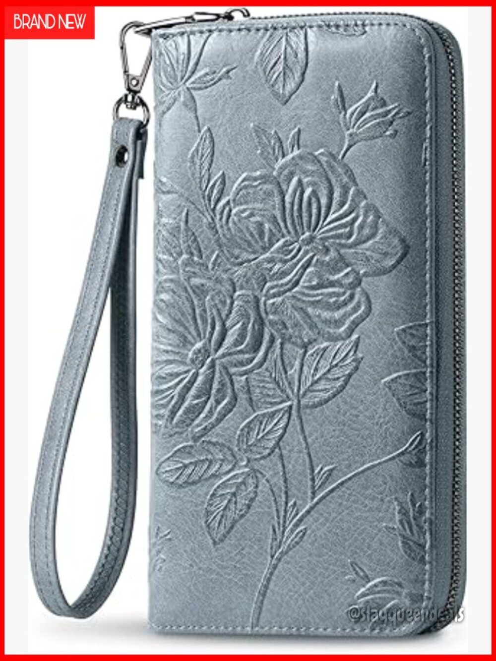 Large Capacity RFID Blocking Vegan Leather Wristlet Wallet with 15 Card Slots